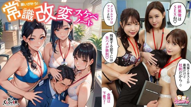 【改变常识,为所欲为！ ？ 】① 霸道老闆早上口交加班后内射是常识！ ？ ②高傲后备用点让人尴尬的销售手段,是常识啊！ ？惩罚性行为！ ！ 3）傲慢的同事把假阳具放在他的座位上,在他射精后进行性爱是常识！ ？ [妄想色情漫画#natural Mizuki & Satomi Mioka & Honoka Ashina]